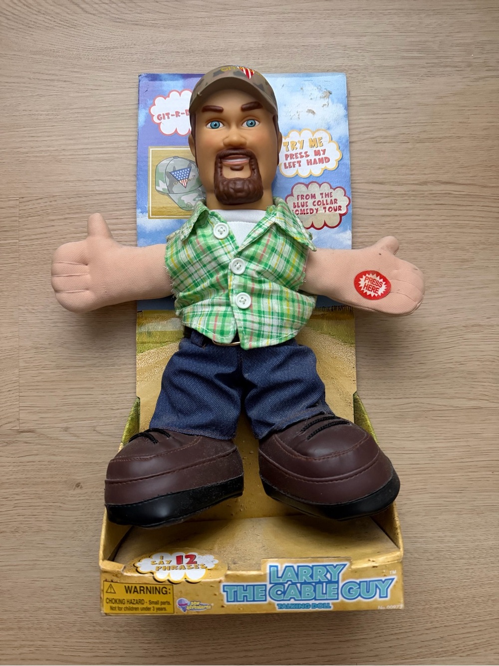 Larry The Cable Guy 12" Talking Doll Plush Toy Git-R-Done Working Vintage 2005
